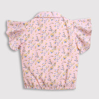 Tressel Pink Floral Ruffle Top for Girls – Stylish Casual Wear