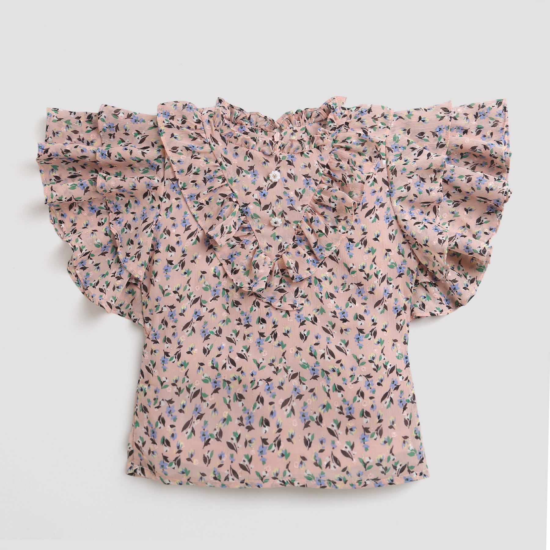 Tressel Pink Ruffle Sleeve Girls Top – Casual Playwear India