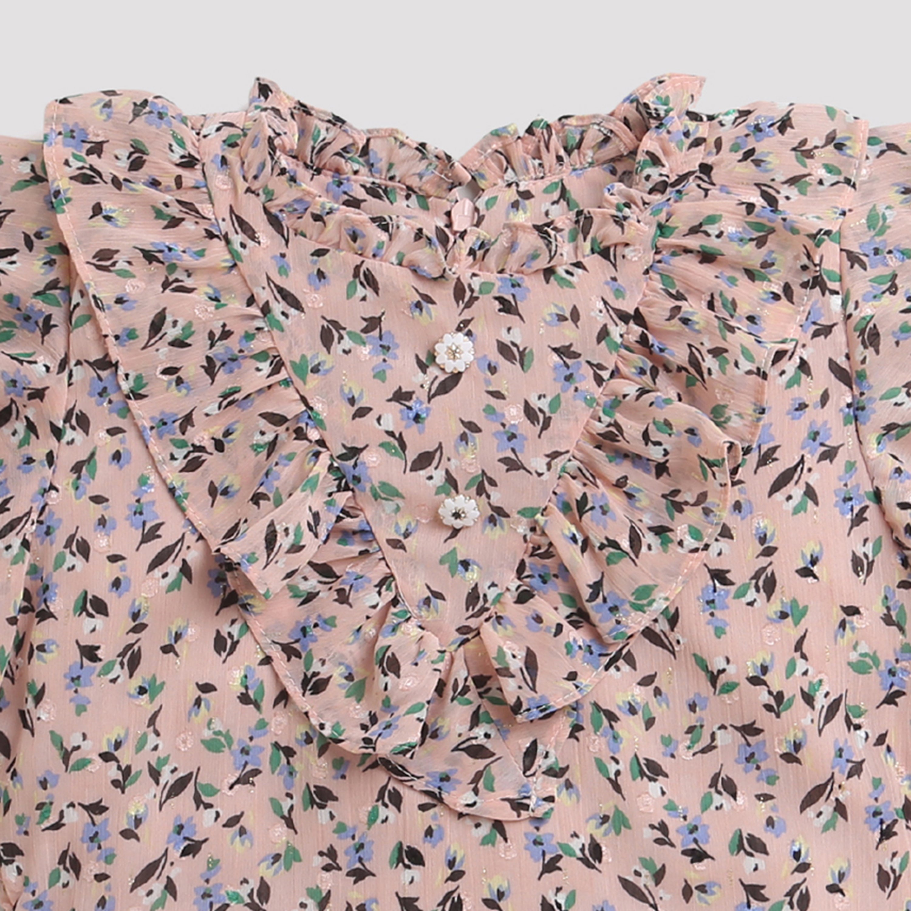 Tressel Pink Ruffle Sleeve Girls Top – Casual Playwear India