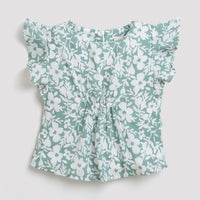 Tressel Green Floral Ruffle Top for Girls – Stylish Casual Wear