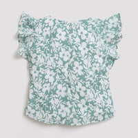 Tressel Green Floral Ruffle Top for Girls – Stylish Casual Wear