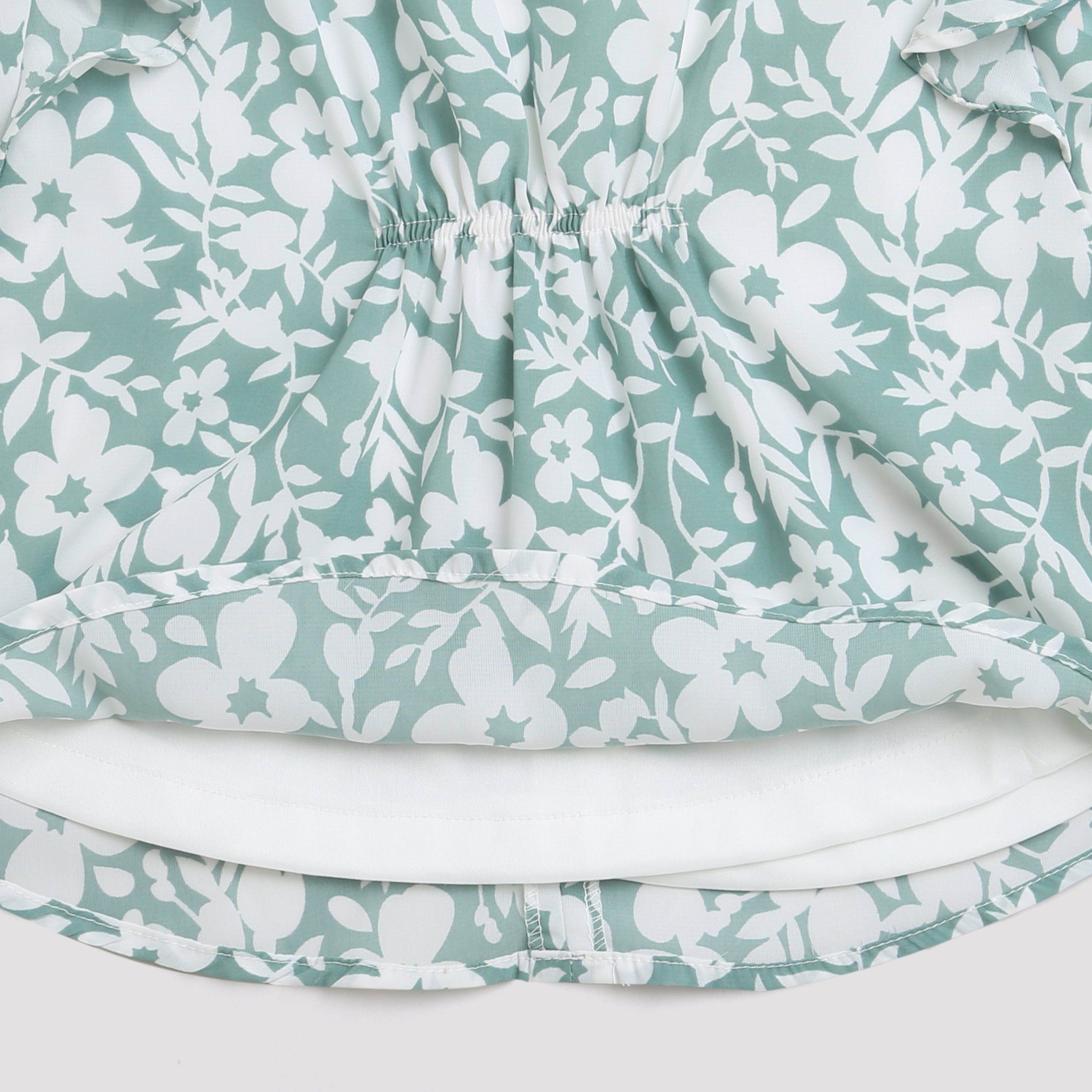 Tressel Green Floral Ruffle Top for Girls – Stylish Casual Wear