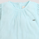 Powder Blue Pleated Flutter Sleeve Top TG5001