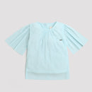 Powder Blue Pleated Flutter Sleeve Top TG5001