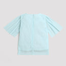 Powder Blue Pleated Flutter Sleeve Top TG5001