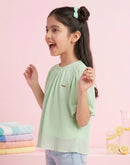 Mint Green Pleated Top with Flared Sleeves TG5001