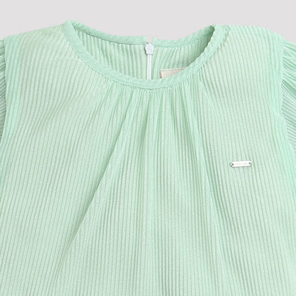 Round Neck Top With Wide Sleeves And Gathers On Neck