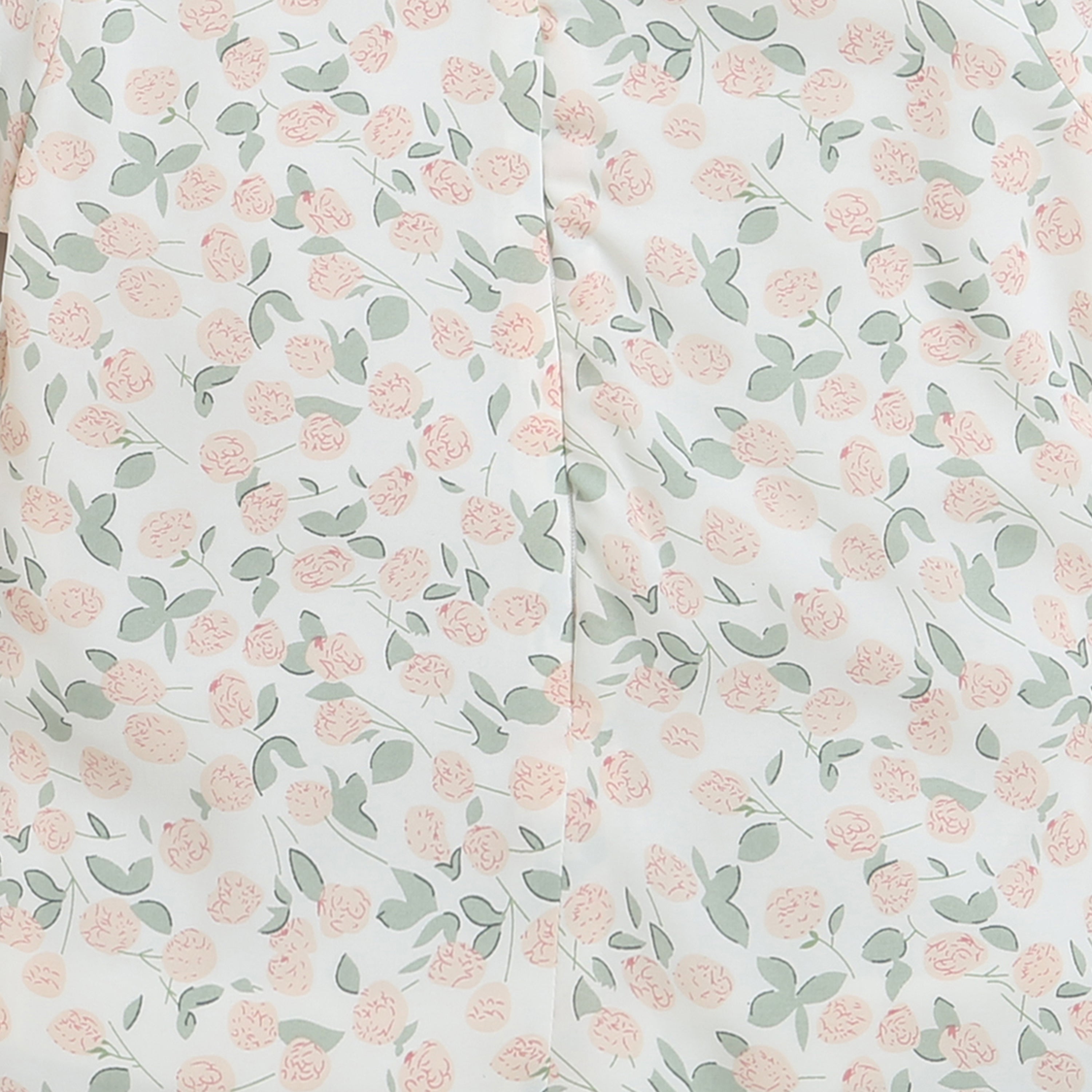 Peach Floral Printed Top with Puff Sleeves TG5002
