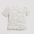 Peach Floral Printed Top with Puff Sleeves TG5002