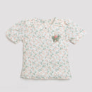 Peach Floral Printed Top with Puff Sleeves TG5002