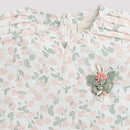 Peach Floral Printed Top with Puff Sleeves TG5002