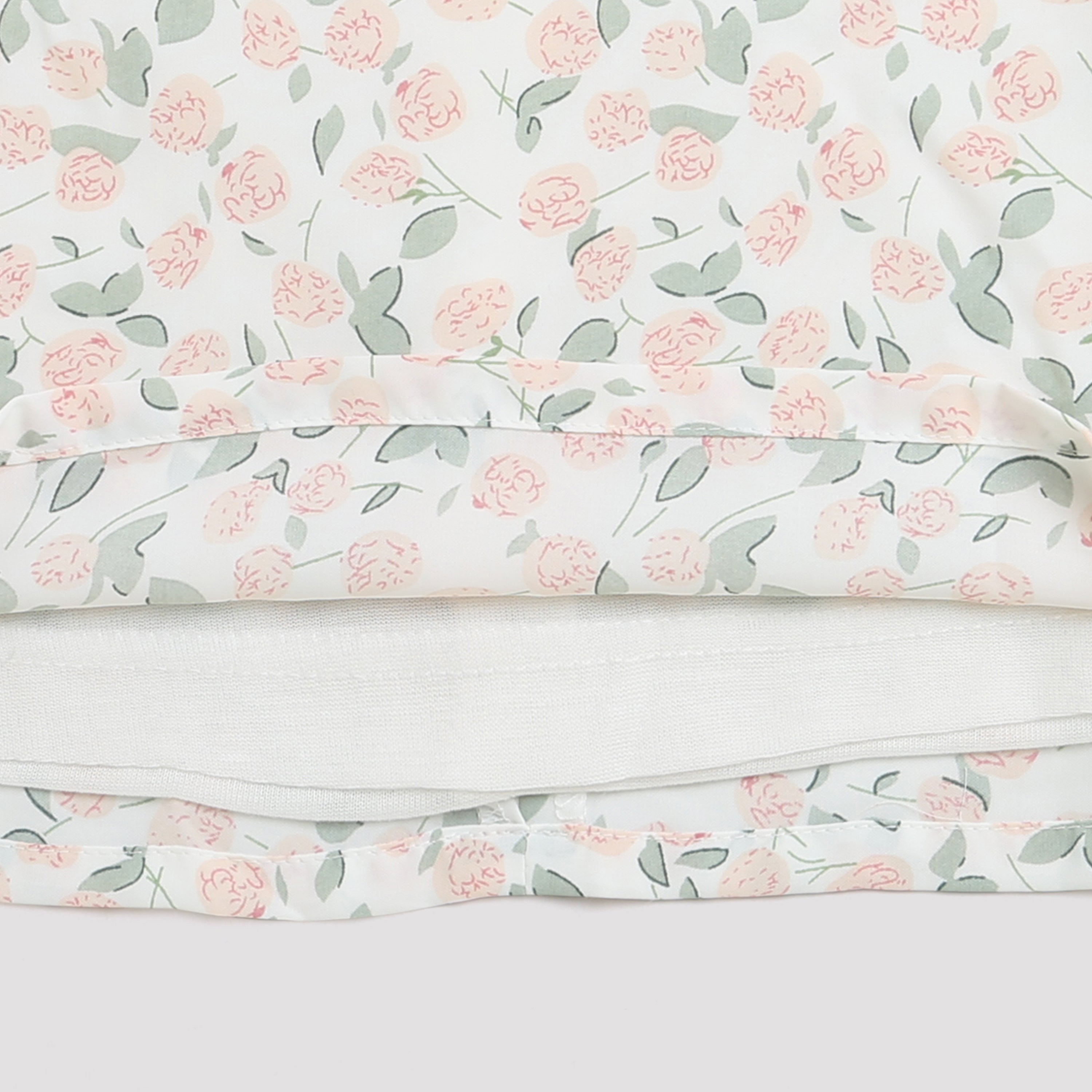 Peach Floral Printed Top with Puff Sleeves TG5002