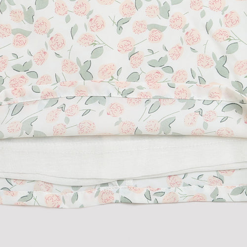 Peach Floral Printed Top with Puff Sleeves TG5002