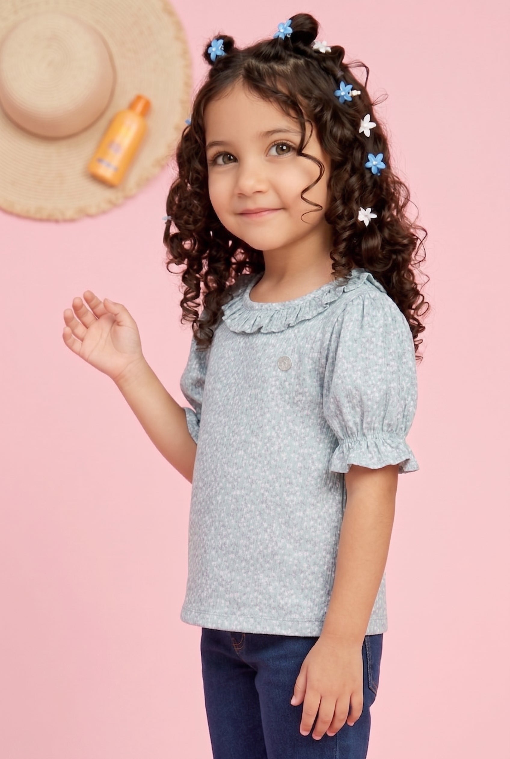 Onion Pink Floral Crinkle Top TG5008