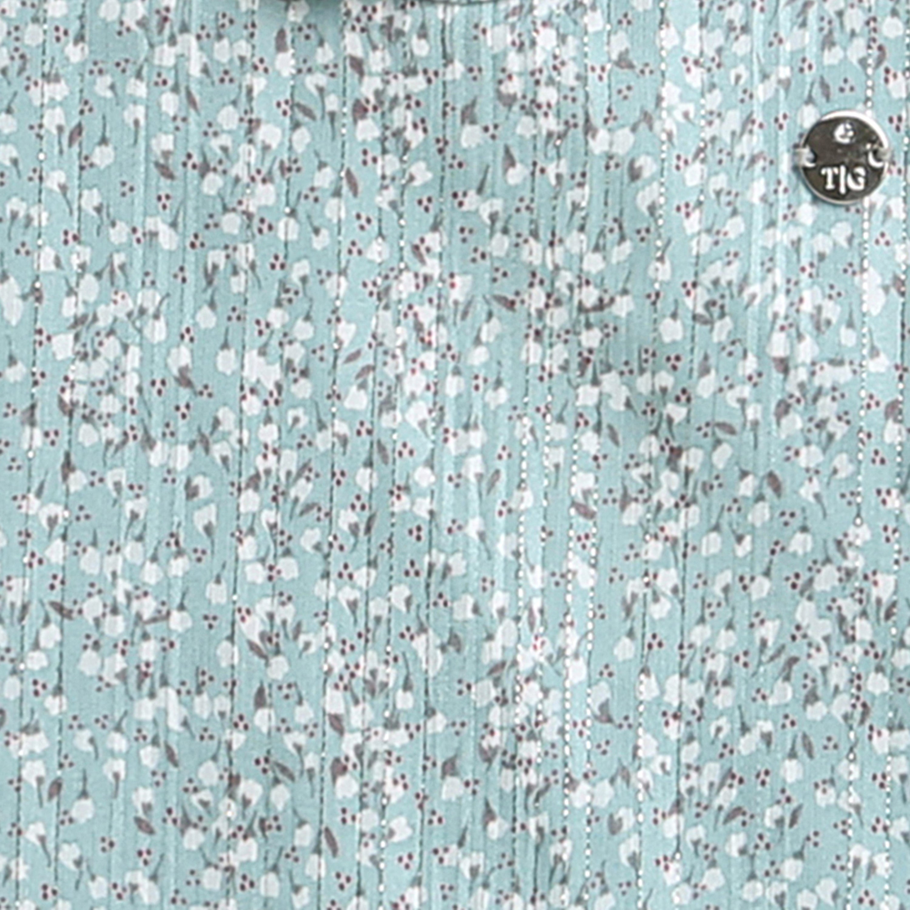 Tressel Blue Floral Puff-Sleeve Top for Girls – Summer Casual