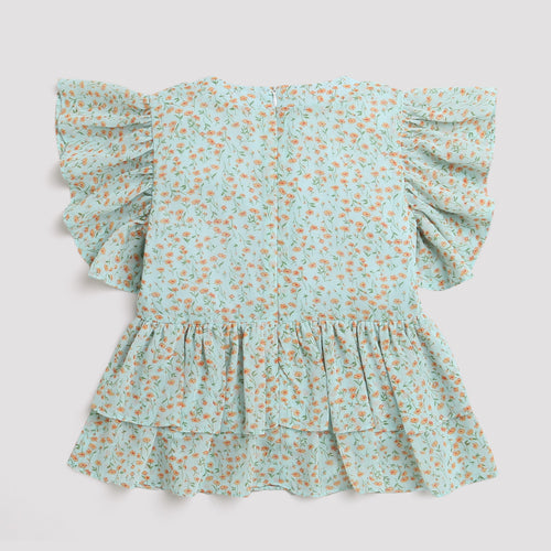 Mint Green Floral Tiered Top TG5009