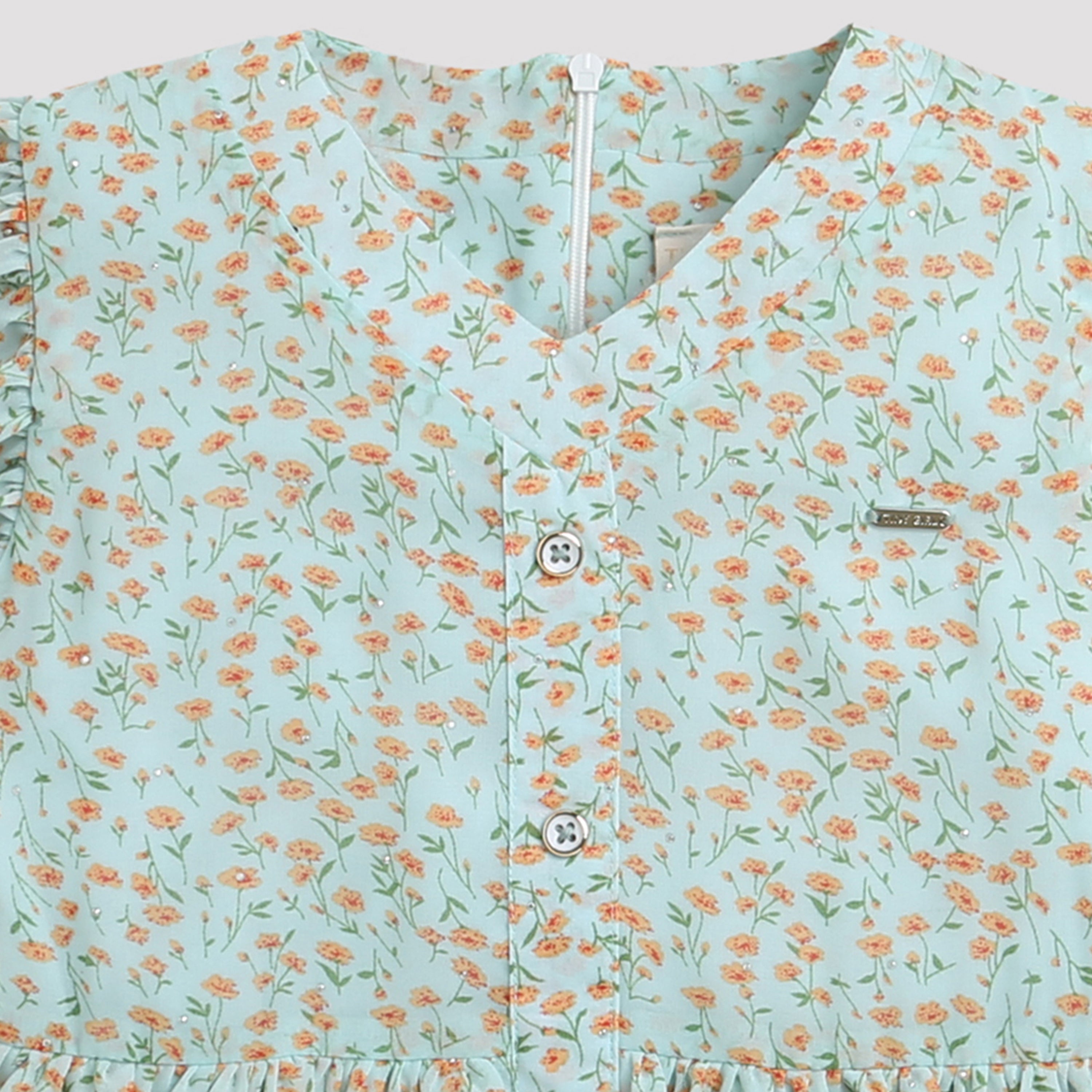 Mint Green Floral Tiered Top TG5009