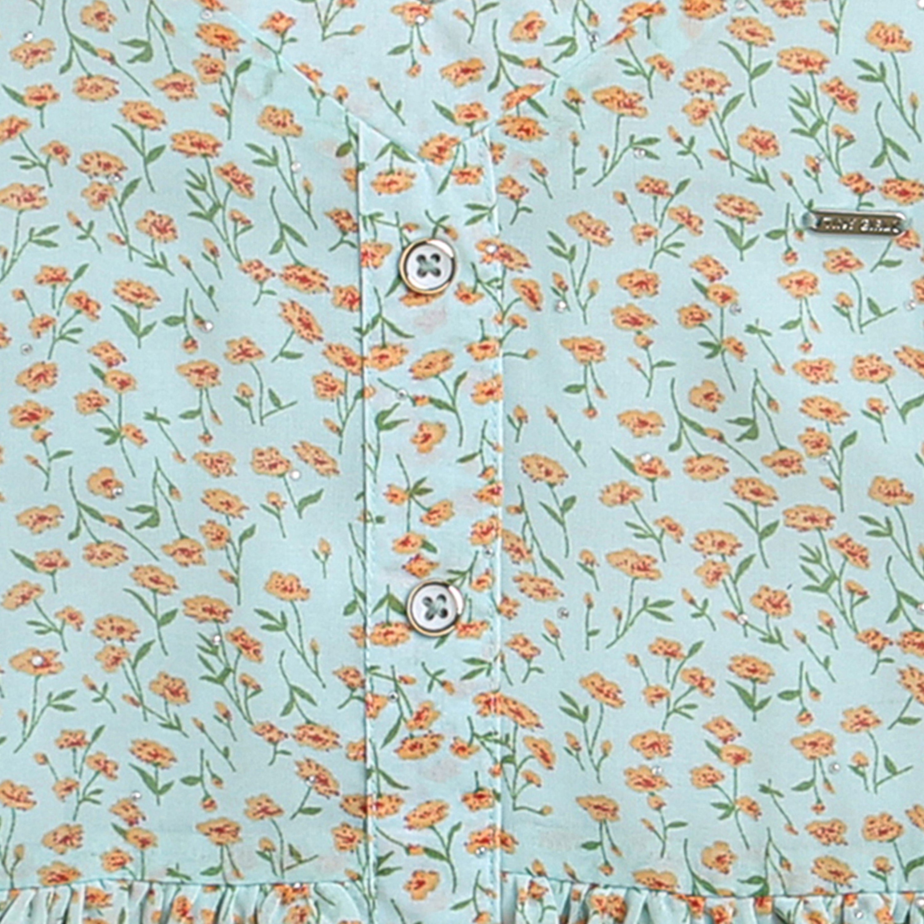 Mint Green Floral Tiered Top TG5009