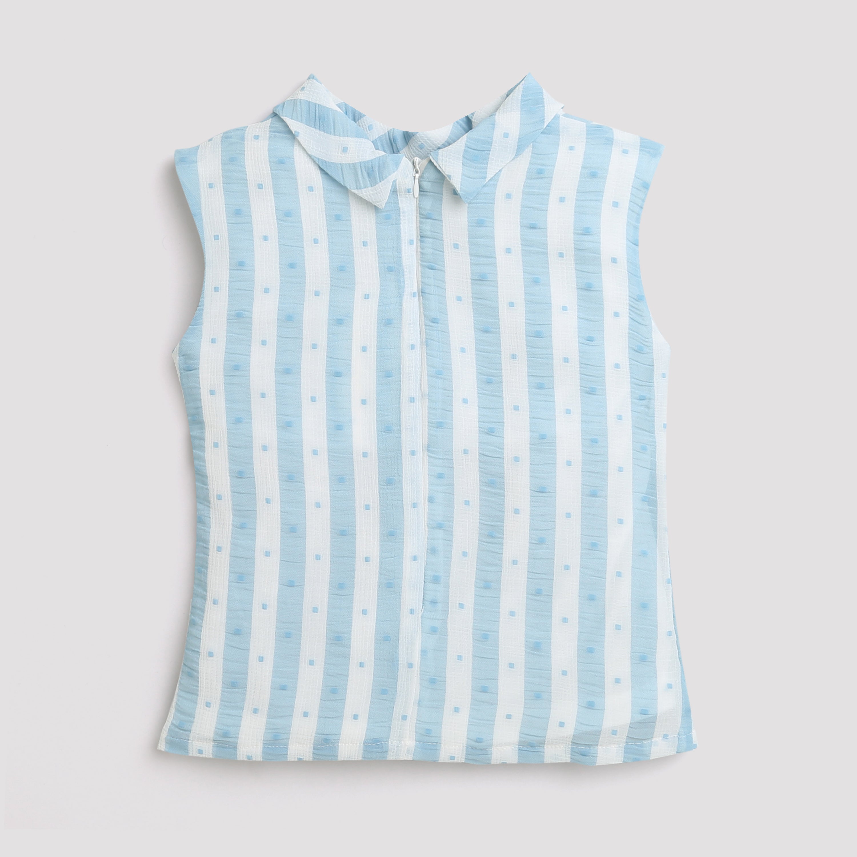 Sky Blue Striped Sleeveless Top TG5016