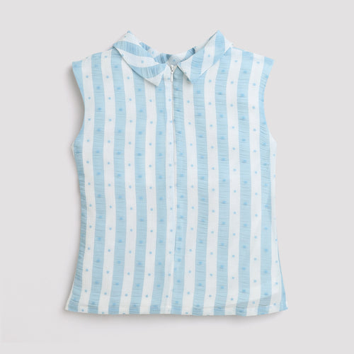 Sky Blue Striped Sleeveless Top TG5016