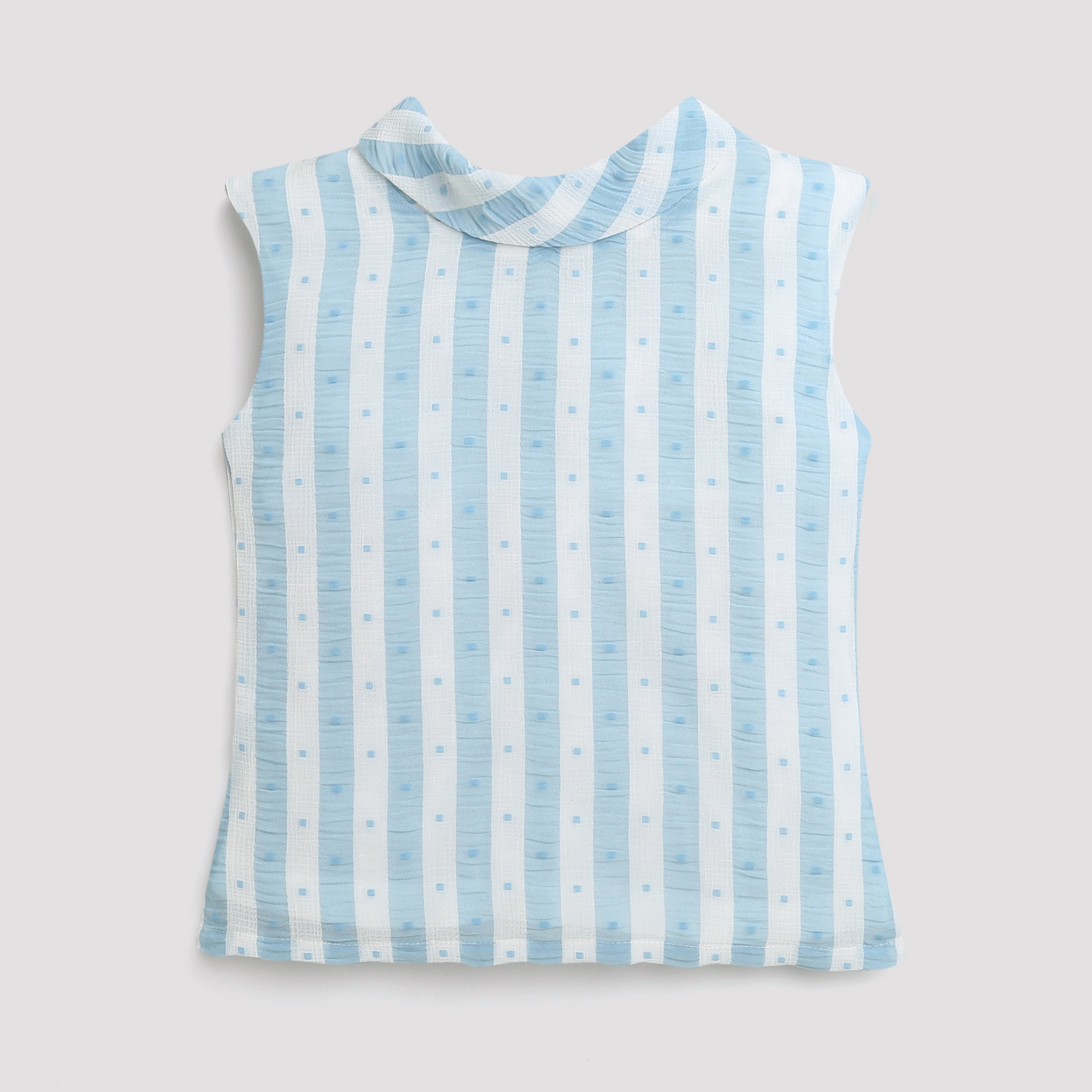 Sky Blue Striped Sleeveless Top TG5016