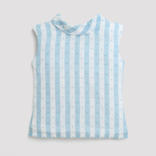 Sky Blue Striped Sleeveless Top TG5016
