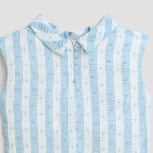 Sky Blue Striped Sleeveless Top TG5016