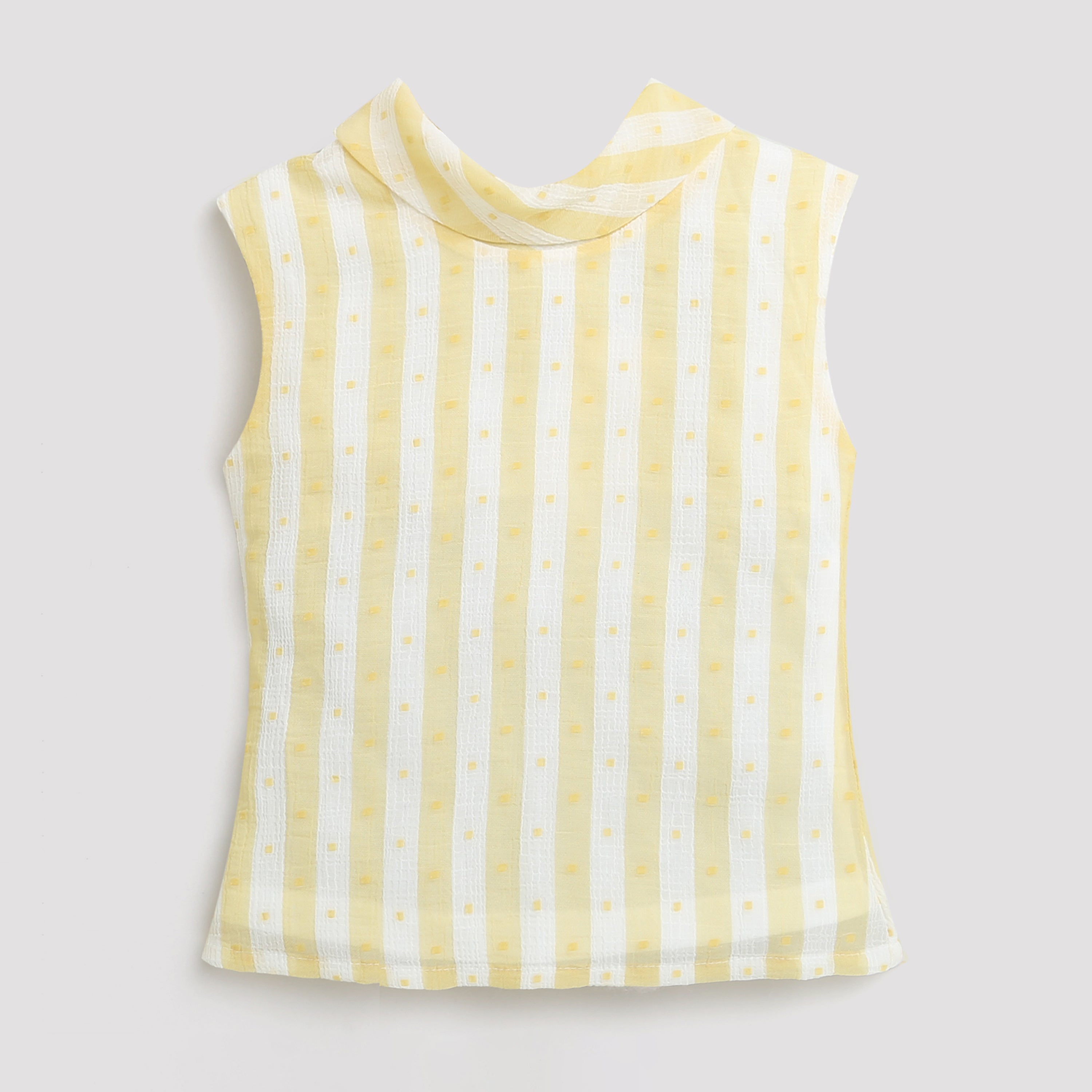 Tressel Yellow Ribbed Sleeveless Top for Girls – Summer Wear