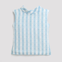 Tressel Blue Rib Sleeveless Top for Girls – Summer Casual Wear