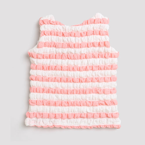 Peach & White Textured Sleeveless Top TG5020