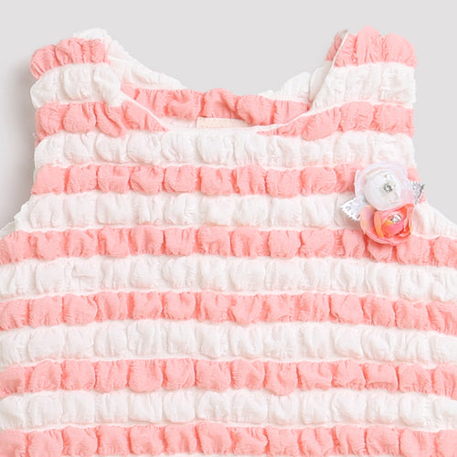 Peach & White Textured Sleeveless Top TG5020
