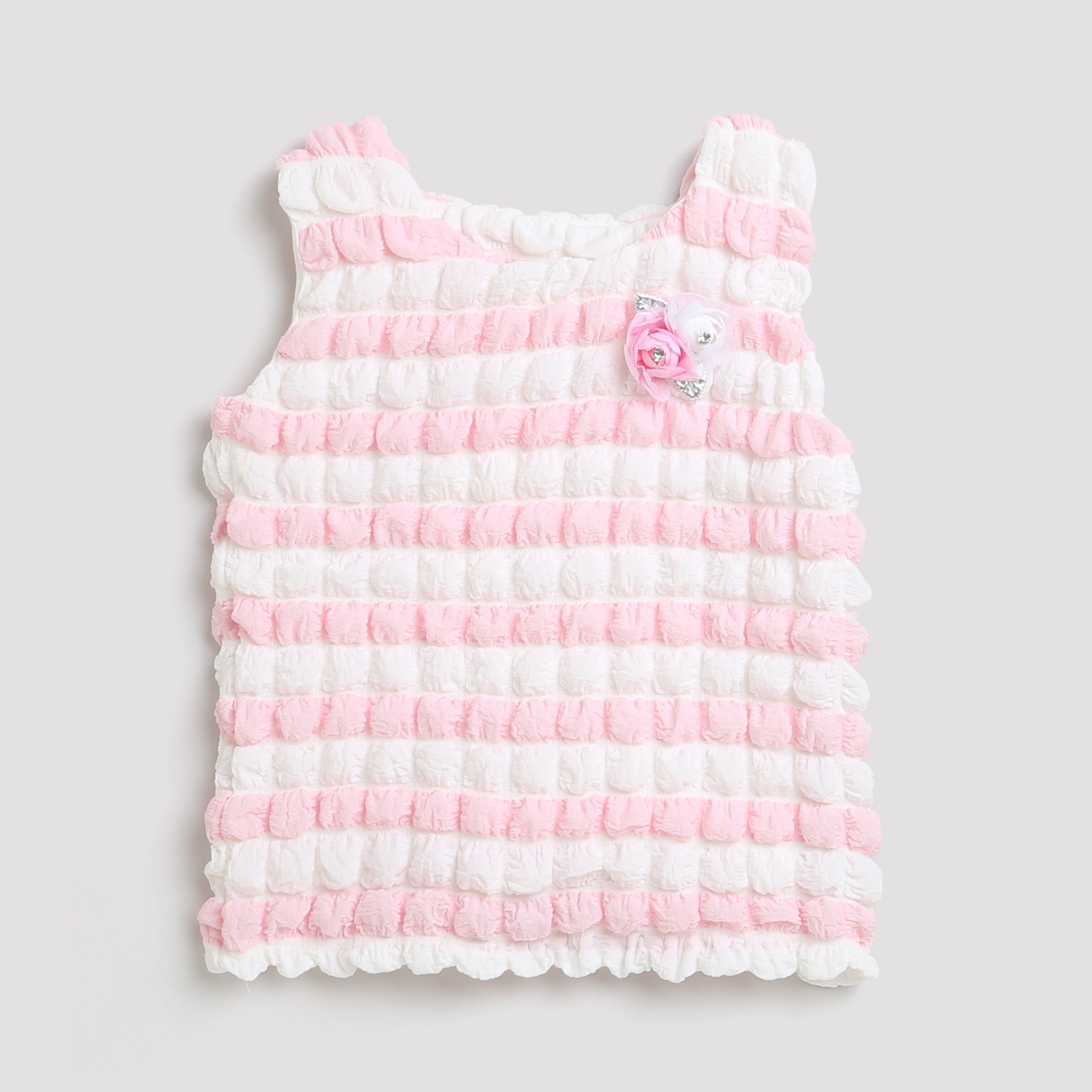 Pink & White Textured Sleeveless Top TG5020
