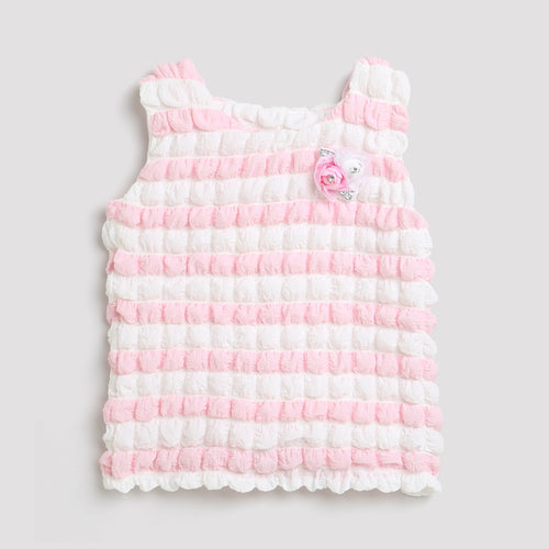 Pink & White Textured Sleeveless Top TG5020