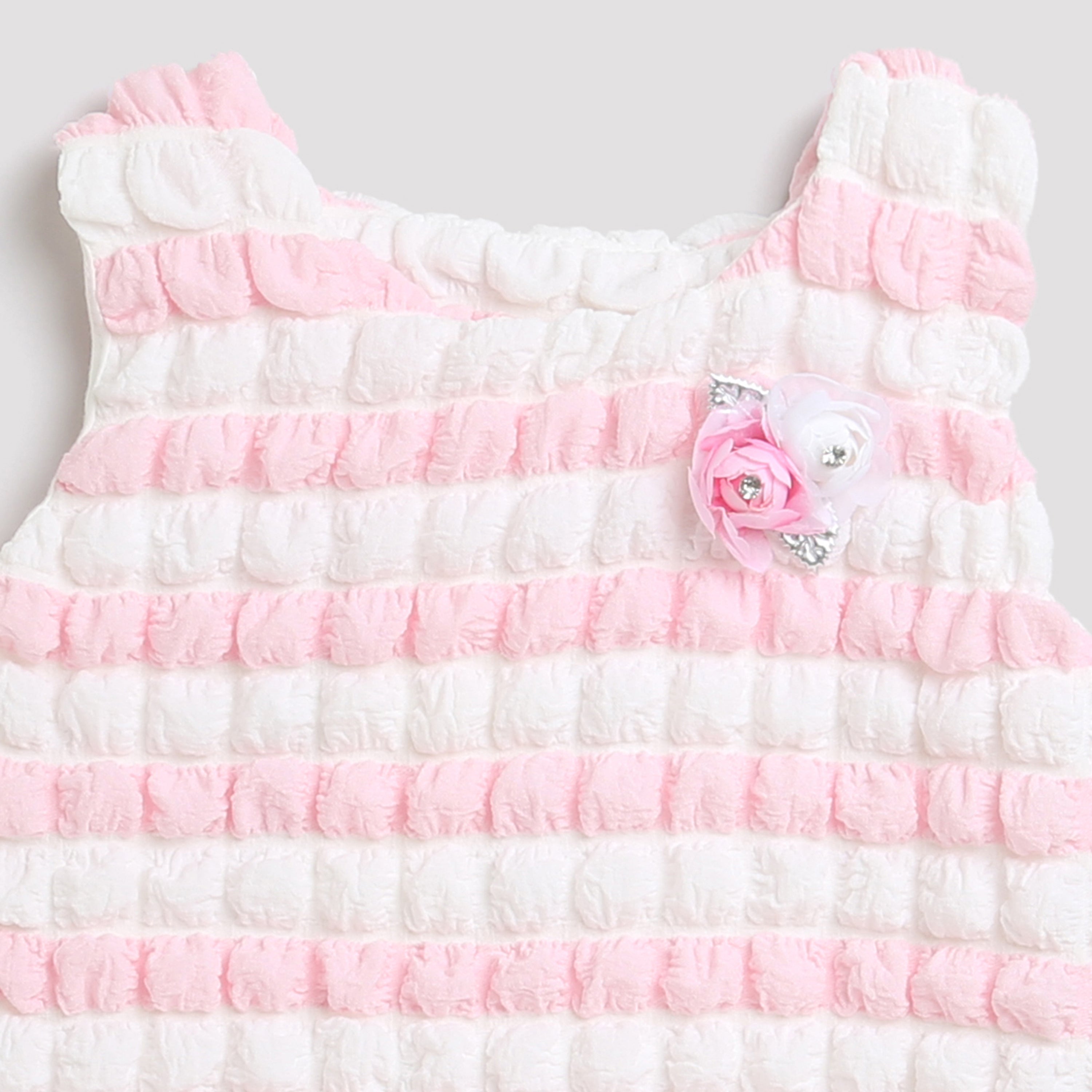 Pink & White Textured Sleeveless Top TG5020