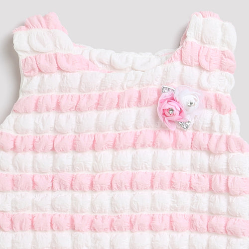 Pink & White Textured Sleeveless Top TG5020