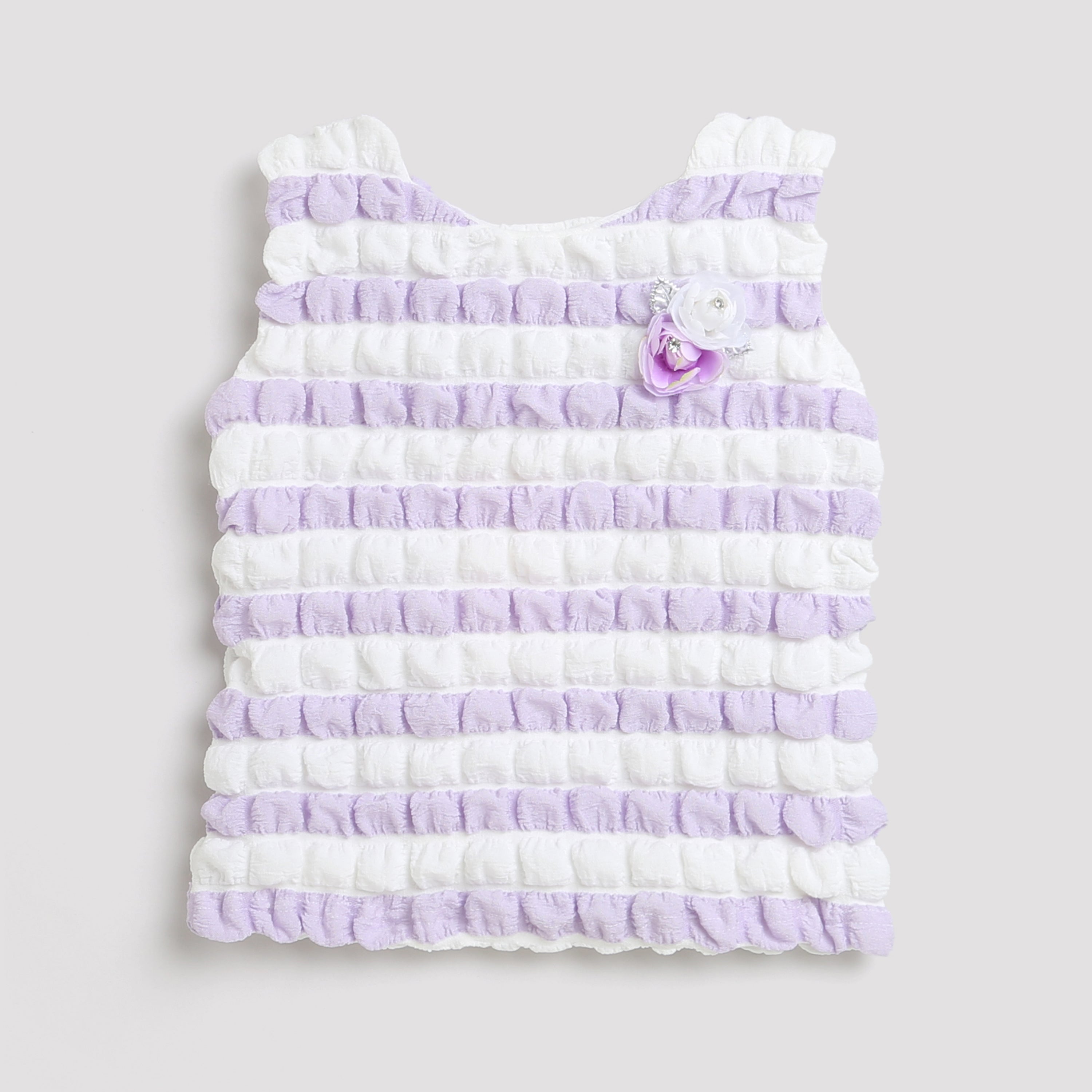 Lavender & White Textured Sleeveless Top TG5020