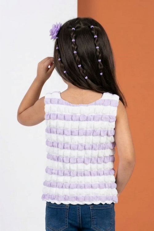 Lavender & White Textured Sleeveless Top TG5020