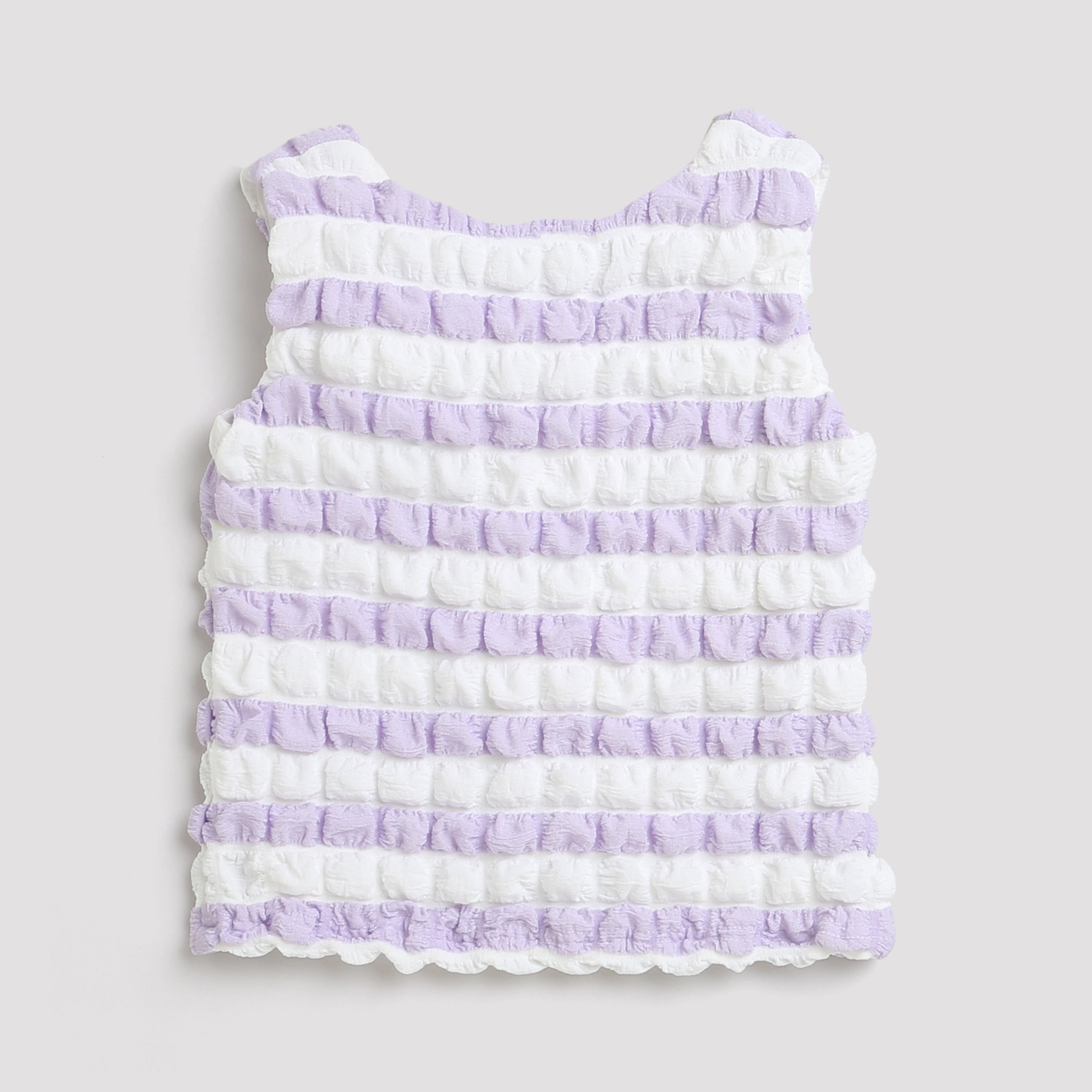 Lavender & White Textured Sleeveless Top TG5020