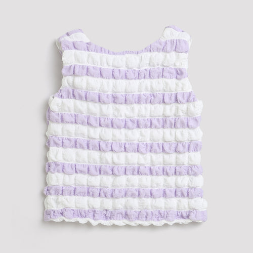 Lavender & White Textured Sleeveless Top TG5020
