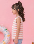 Peach & White Textured Sleeveless Top TG5020