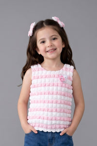 Pink & White Textured Sleeveless Top TG5020