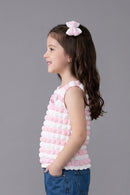 Pink & White Textured Sleeveless Top TG5020