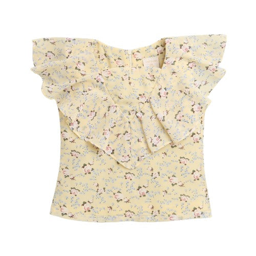 Yellow Floral Ruffle Top TG5022