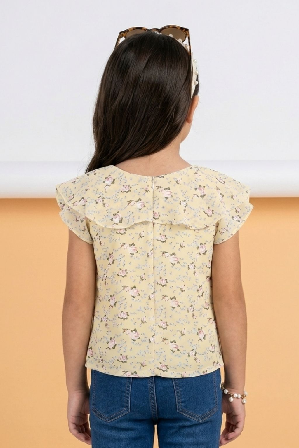 Yellow Floral Ruffle Top TG5022