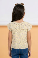 Yellow Floral Ruffle Top TG5022