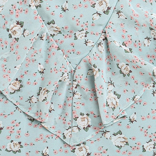 Sea Green Floral Ruffle Top TG5022