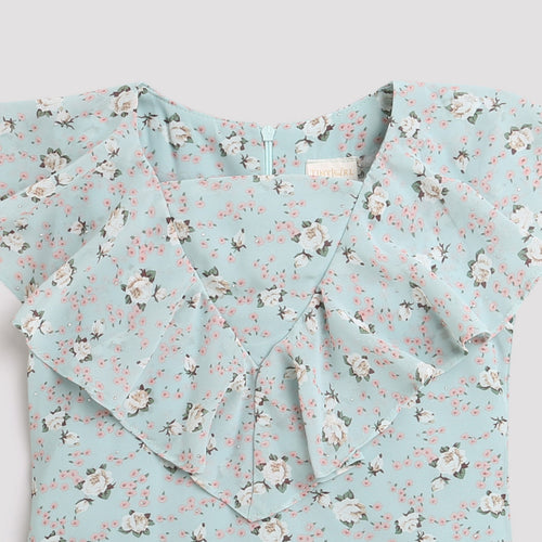 Sea Green Floral Ruffle Top TG5022