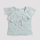 Sea Green Floral Ruffle Top TG5022