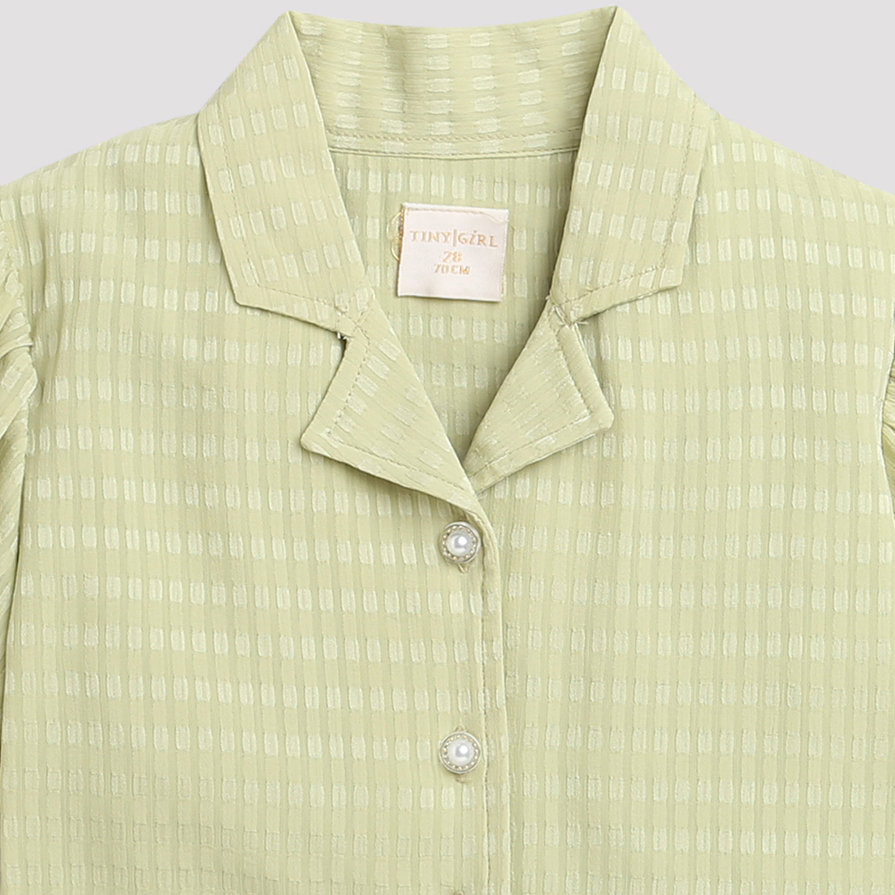 Soft Green Textured Peplum Top TG5023