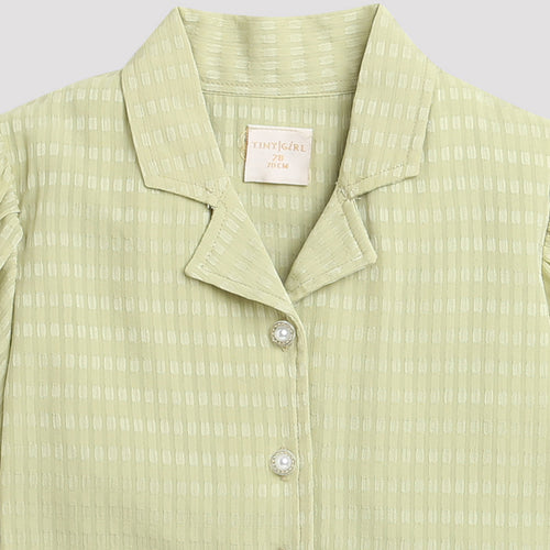 Soft Green Textured Peplum Top TG5023